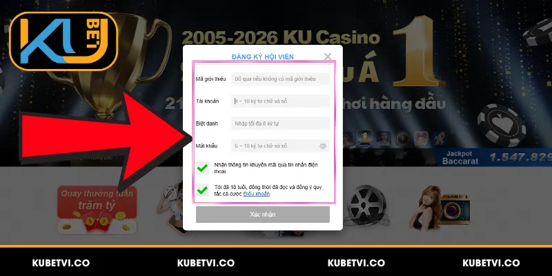 Đăng Ký Kubet - Hướng Dẫn Tạo Tài Khoản Chỉ Trong 2 Phút 4 Nhập đầy đủ thông tin đăng ký Kubet theo biểu mẫu